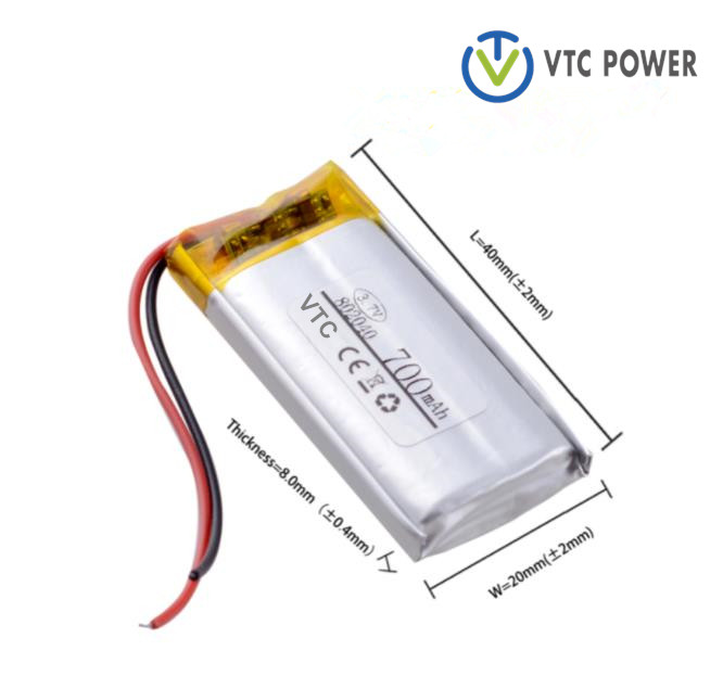 रजिस्ट्रार कॅमेरा स्मार्ट डॅश कॅमसाठी 802040 700mah 3.7v Lipo Li-पॉलिमर रिचार्जेबल बॅटरी